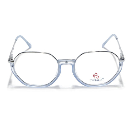 Eyejack Silver & Blue Round Eyeglasses for Men & Women (170201FCL1984-C8)