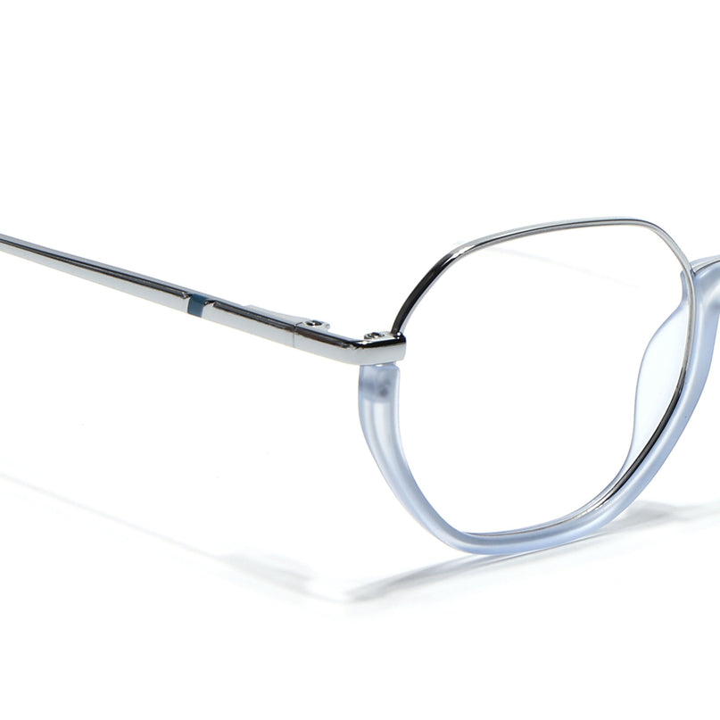 Eyejack Silver & Blue Round Eyeglasses for Men & Women (170201FCL1984-C8)