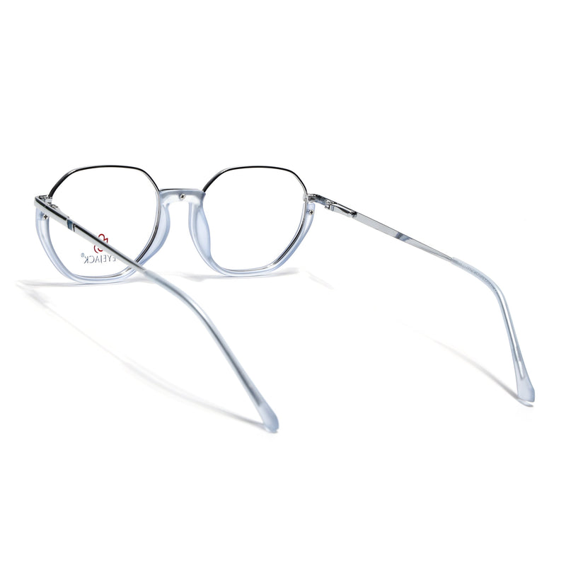 Eyejack Silver & Blue Round Eyeglasses for Men & Women (170201FCL1984-C8)