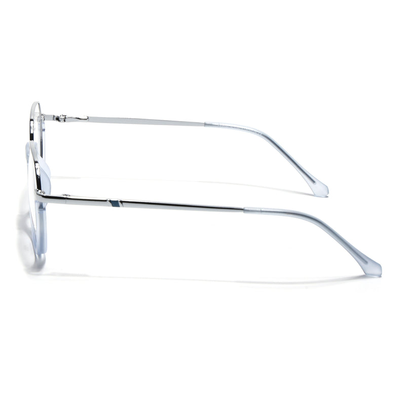 Eyejack Silver & Blue Round Eyeglasses for Men & Women (170201FCL1984-C8)