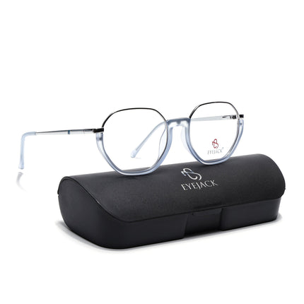 Eyejack Silver & Blue Round Eyeglasses for Men & Women (170201FCL1984-C8)