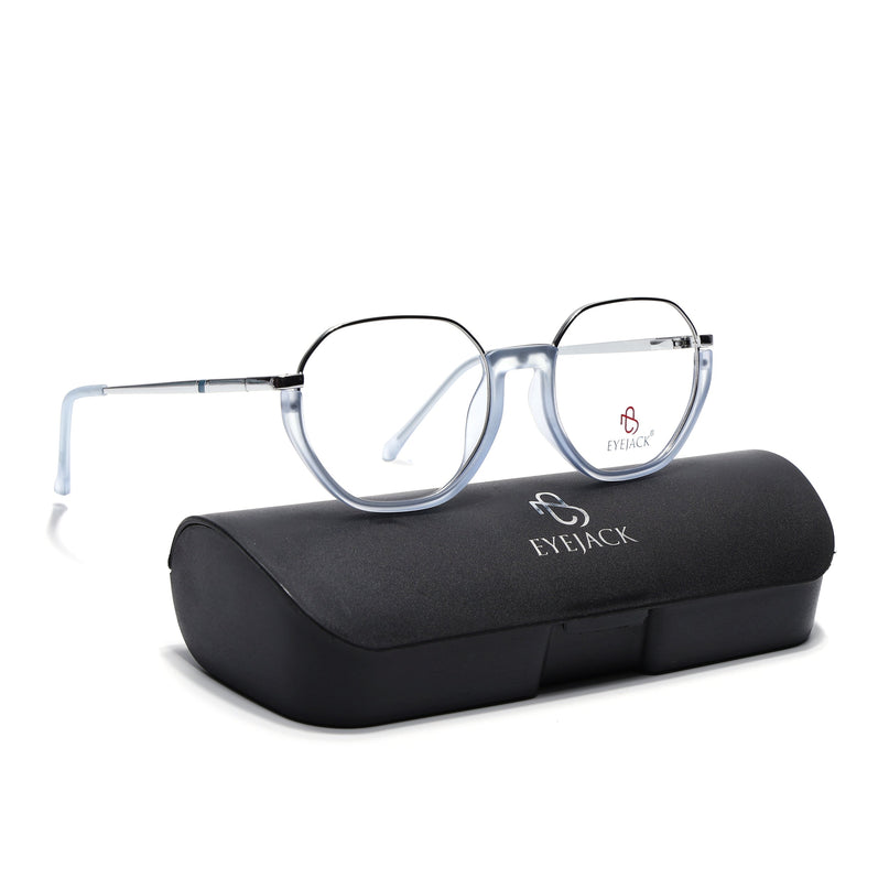 Eyejack Silver & Blue Round Eyeglasses for Men & Women (170201FCL1984-C8)