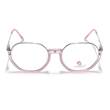 Eyejack Silver & Lavender Round Eyeglasses for Men & Women (170201FCL1985-C9)