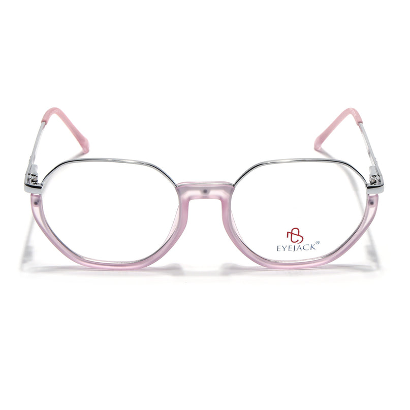 Eyejack Silver & Lavender Round Eyeglasses for Men & Women (170201FCL1985-C9)