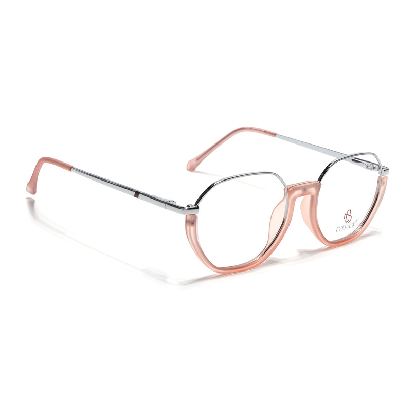 Eyejack Silver & Peach Round Eyeglasses for Men & Women (170201FCL1986-C10)