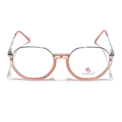 Eyejack Silver & Peach Round Eyeglasses for Men & Women (170201FCL1986-C10)