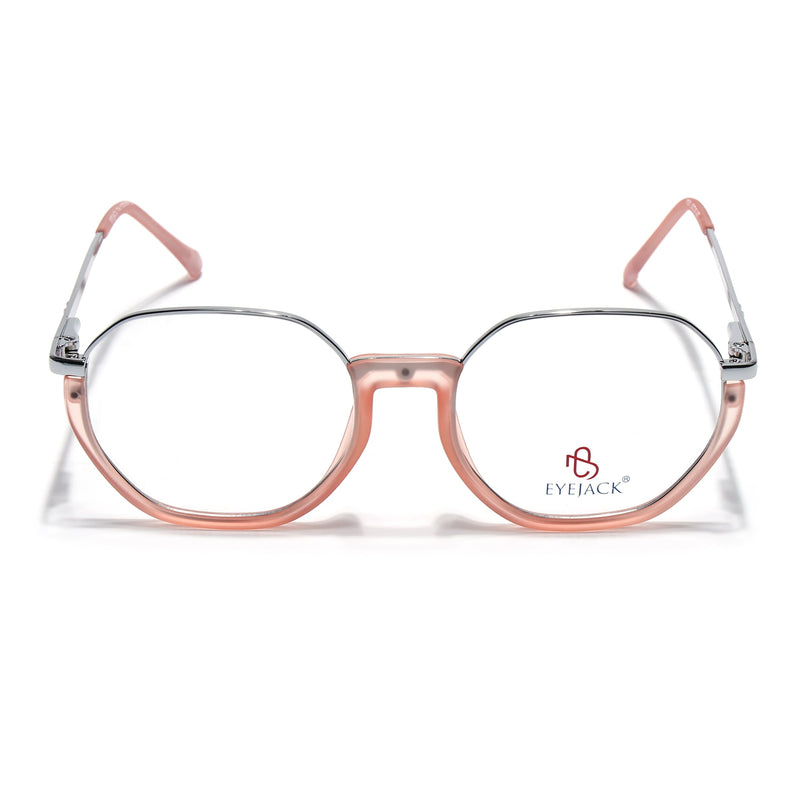 Eyejack Silver & Peach Round Eyeglasses for Men & Women (170201FCL1986-C10)
