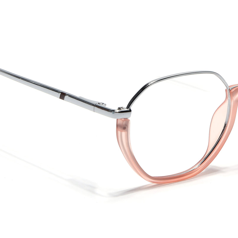 Eyejack Silver & Peach Round Eyeglasses for Men & Women (170201FCL1986-C10)
