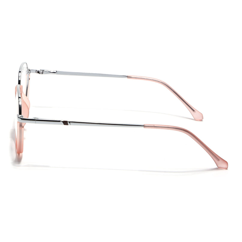 Eyejack Silver & Peach Round Eyeglasses for Men & Women (170201FCL1986-C10)