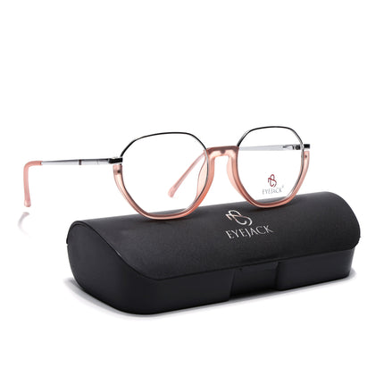 Eyejack Silver & Peach Round Eyeglasses for Men & Women (170201FCL1986-C10)