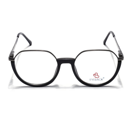 Eyejack Grey & Black Round Eyeglasses for Men & Women (170202FCL1987-C1)