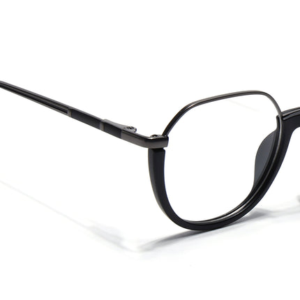Eyejack Grey & Black Round Eyeglasses for Men & Women (170202FCL1987-C1)