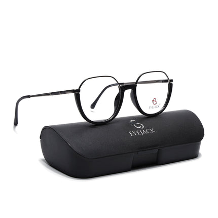 Eyejack Grey & Black Round Eyeglasses for Men & Women (170202FCL1987-C1)