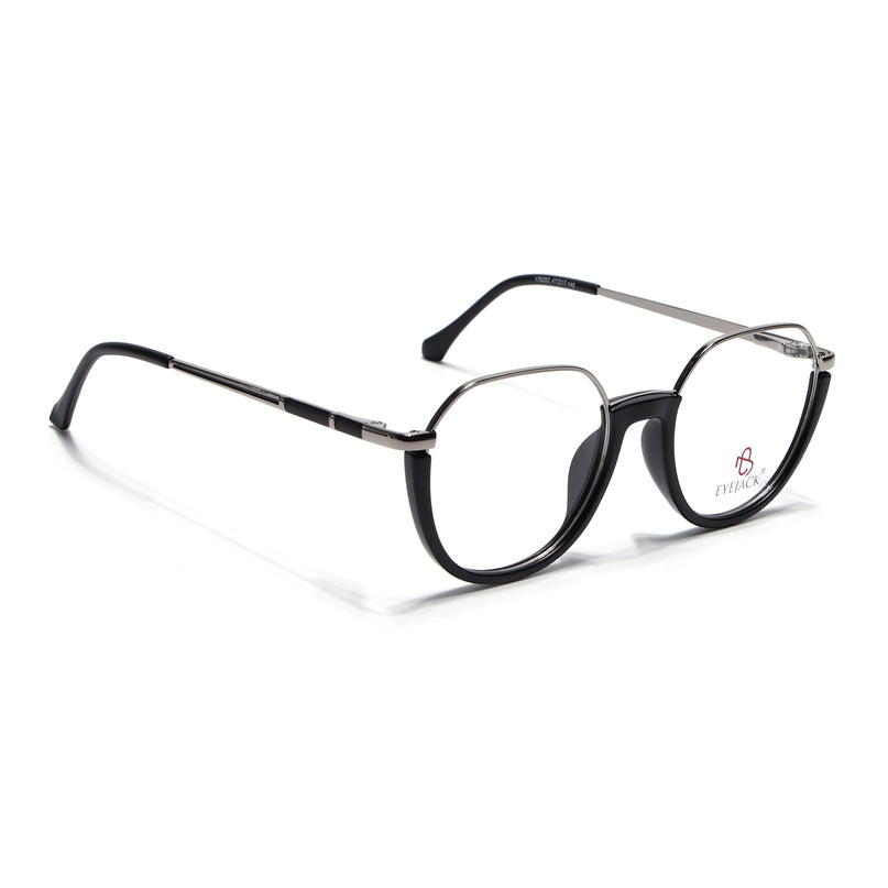 Eyejack Silver & Black Round Eyeglasses for Men & Women (170202FCL1988-C2)