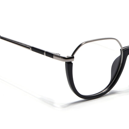 Eyejack Silver & Black Round Eyeglasses for Men & Women (170202FCL1988-C2)