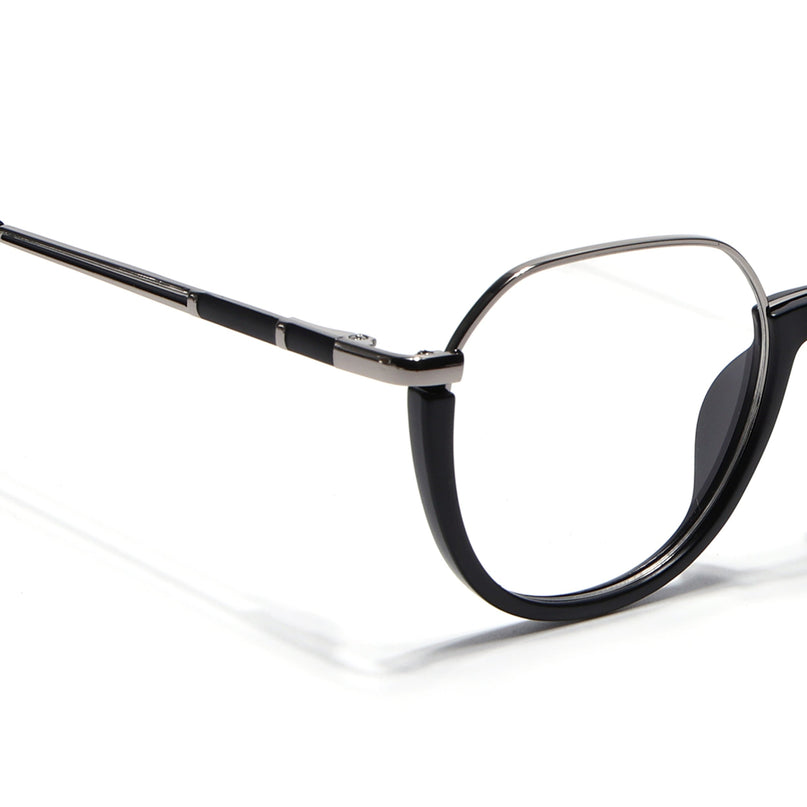 Eyejack Silver & Black Round Eyeglasses for Men & Women (170202FCL1988-C2)