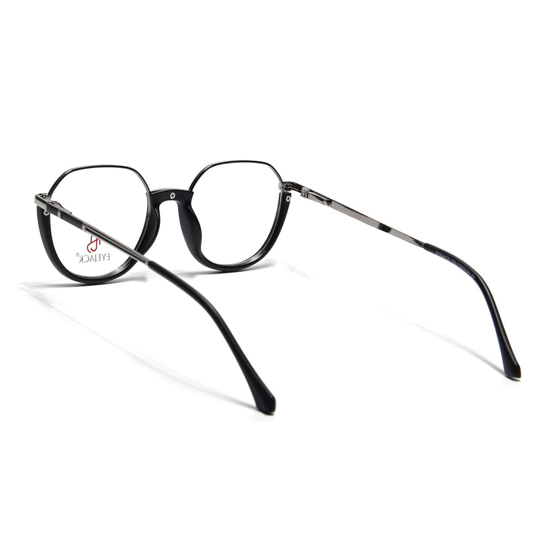 Eyejack Silver & Black Round Eyeglasses for Men & Women (170202FCL1988-C2)