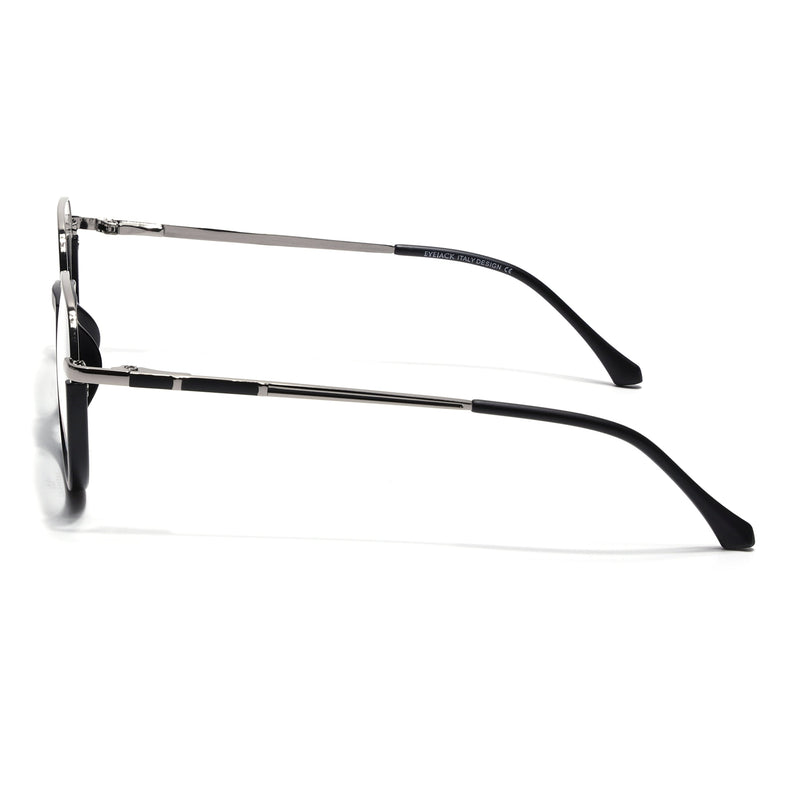 Eyejack Silver & Black Round Eyeglasses for Men & Women (170202FCL1988-C2)