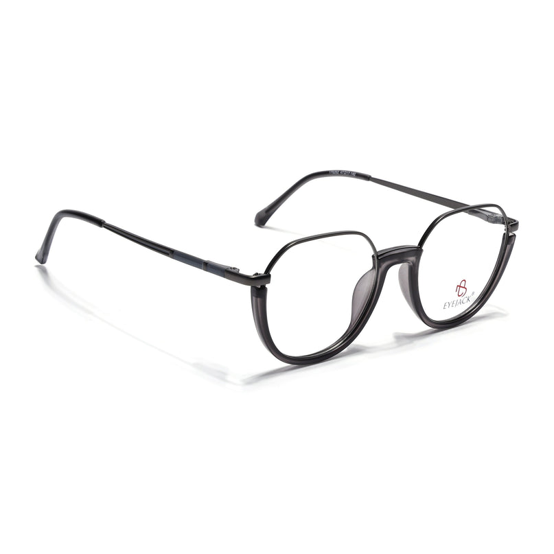 Eyejack Grey Round Eyeglasses for Men & Women (170202FCL1989-C3)