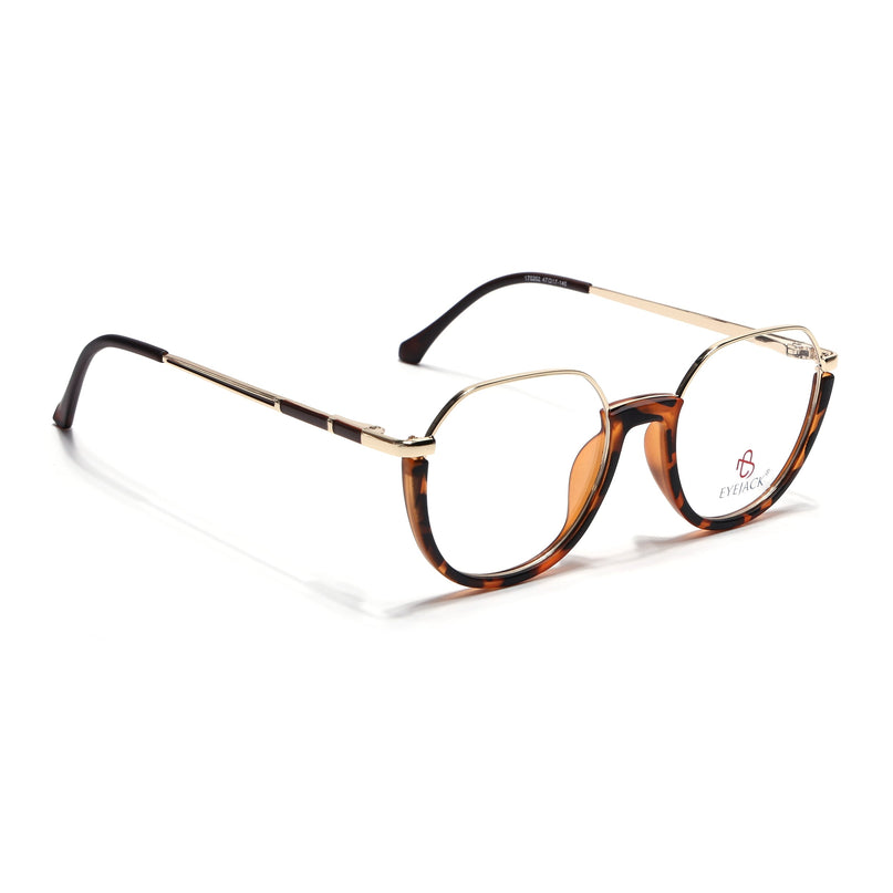 Eyejack Golden & Demi Brown Round Eyeglasses for Men & Women (170202FCL1991-C5)