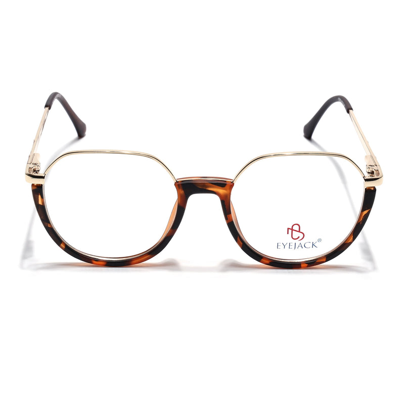 Eyejack Golden & Demi Brown Round Eyeglasses for Men & Women (170202FCL1991-C5)