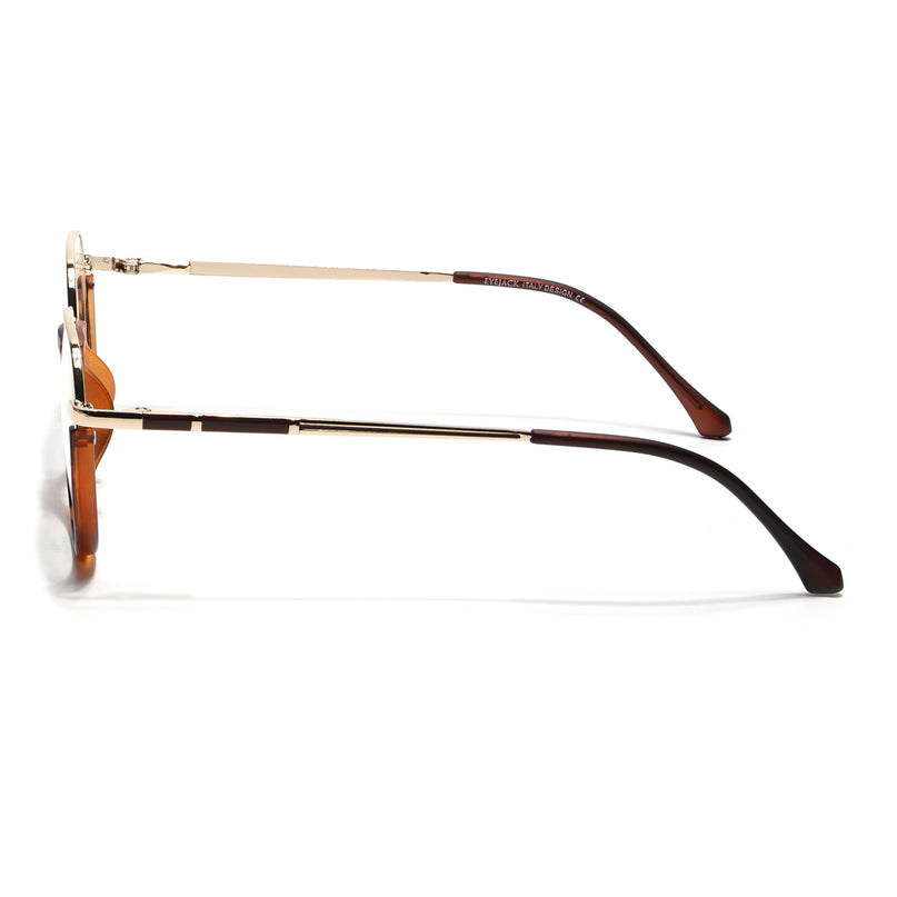 Eyejack Golden & Demi Brown Round Eyeglasses for Men & Women (170202FCL1991-C5)