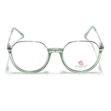 Eyejack Silver & Green Round Eyeglasses for Men & Women (170202FCL1992-C6)