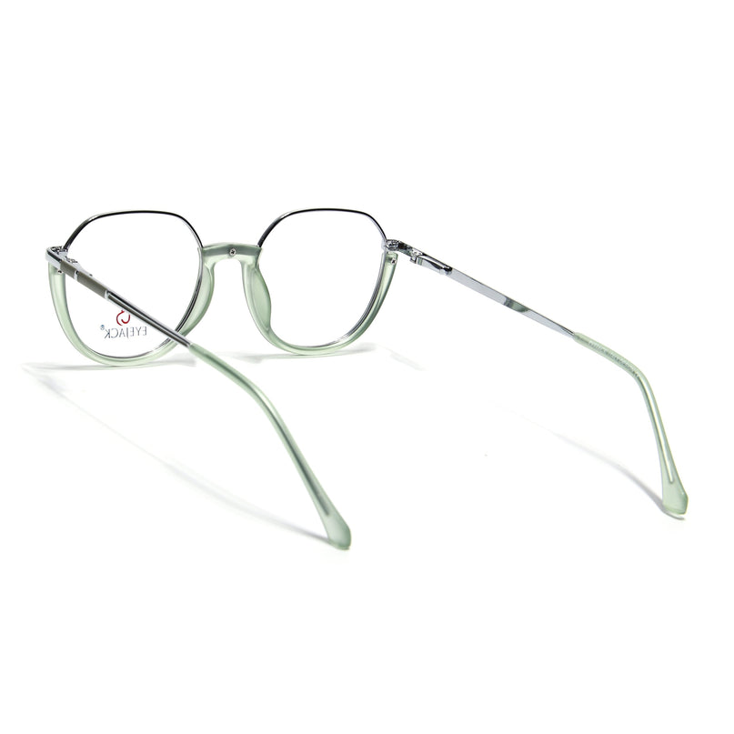 Eyejack Silver & Green Round Eyeglasses for Men & Women (170202FCL1992-C6)