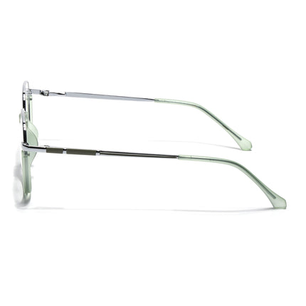 Eyejack Silver & Green Round Eyeglasses for Men & Women (170202FCL1992-C6)
