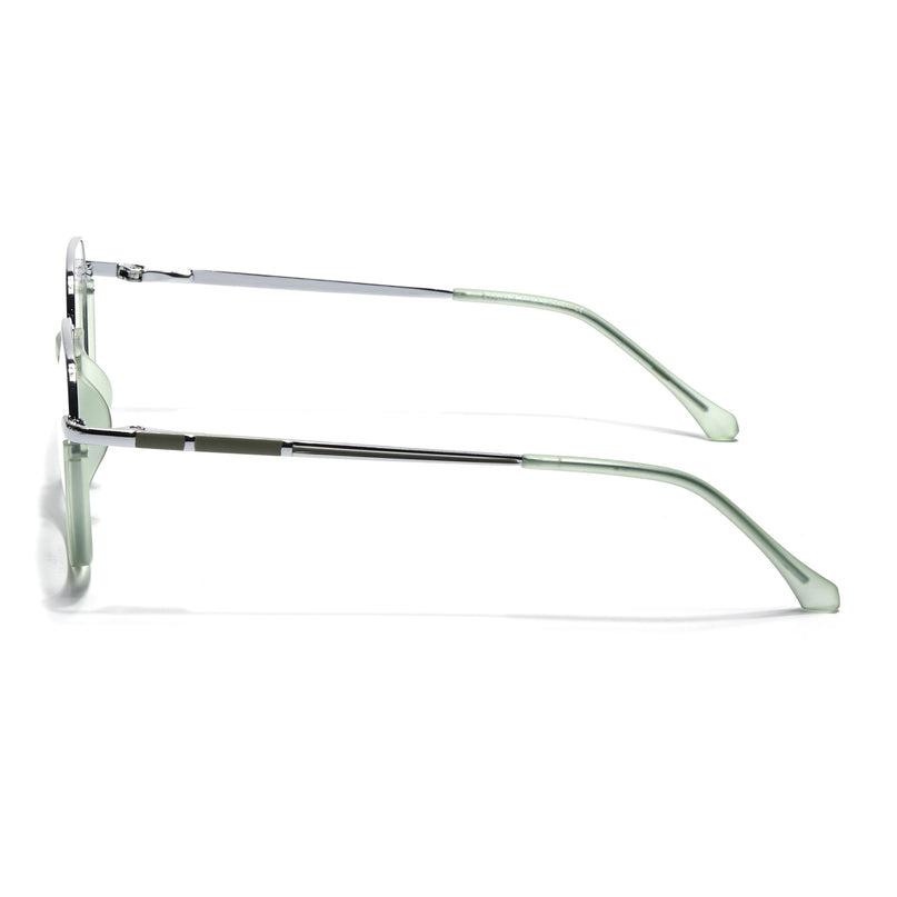 Eyejack Silver & Green Round Eyeglasses for Men & Women (170202FCL1992-C6)