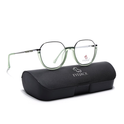 Eyejack Silver & Green Round Eyeglasses for Men & Women (170202FCL1992-C6)