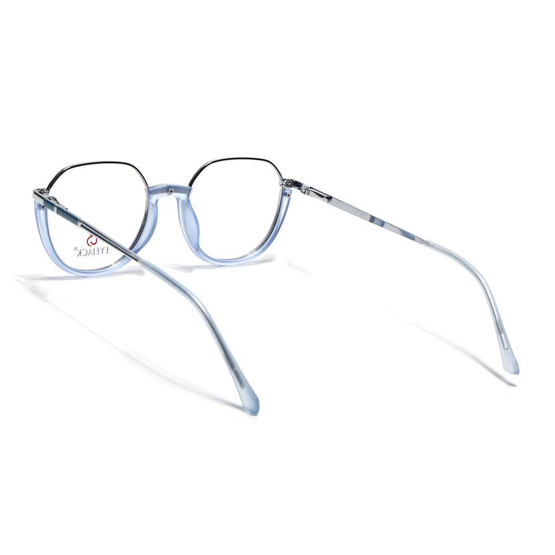 Eyejack Silver & Blue Round Eyeglasses for Men & Women (170202FCL1993-C7)