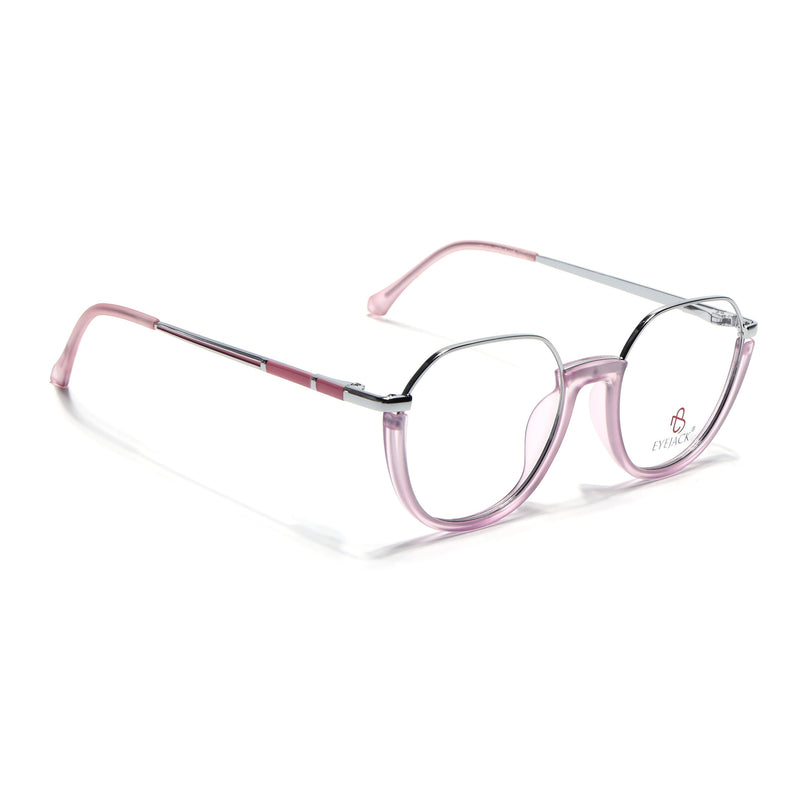 Eyejack Silver & Lavender Round Eyeglasses for Men & Women (170202FCL1994-C8)