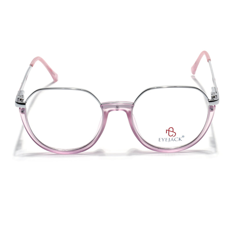 Eyejack Silver & Lavender Round Eyeglasses for Men & Women (170202FCL1994-C8)
