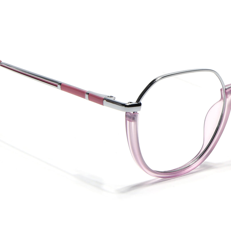 Eyejack Silver & Lavender Round Eyeglasses for Men & Women (170202FCL1994-C8)