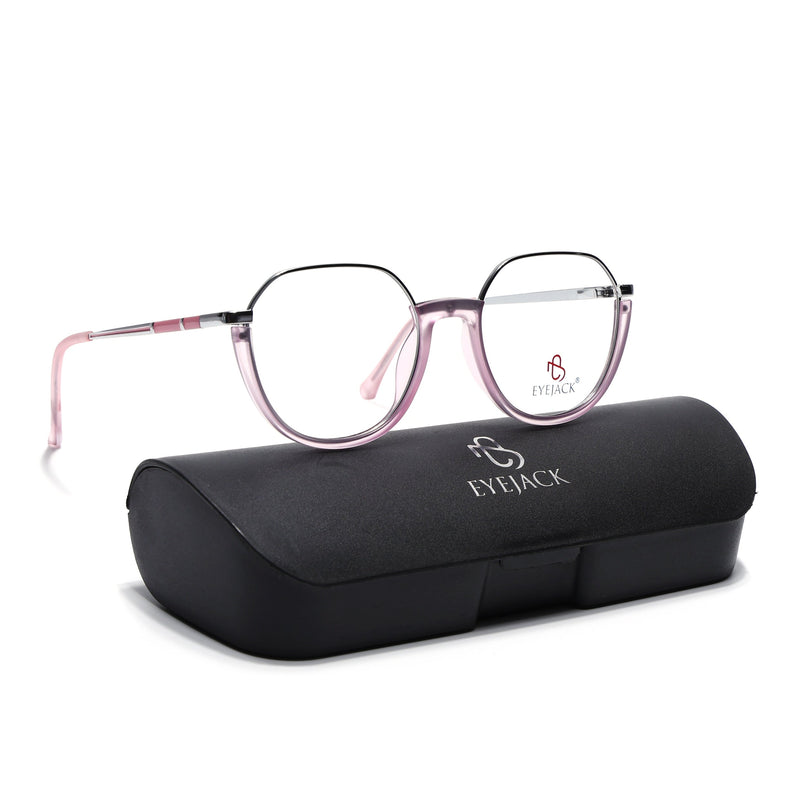 Eyejack Silver & Lavender Round Eyeglasses for Men & Women (170202FCL1994-C8)