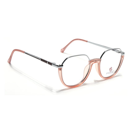 Eyejack Silver & Peach Round Eyeglasses for Men & Women (170202FCL1995-C9)