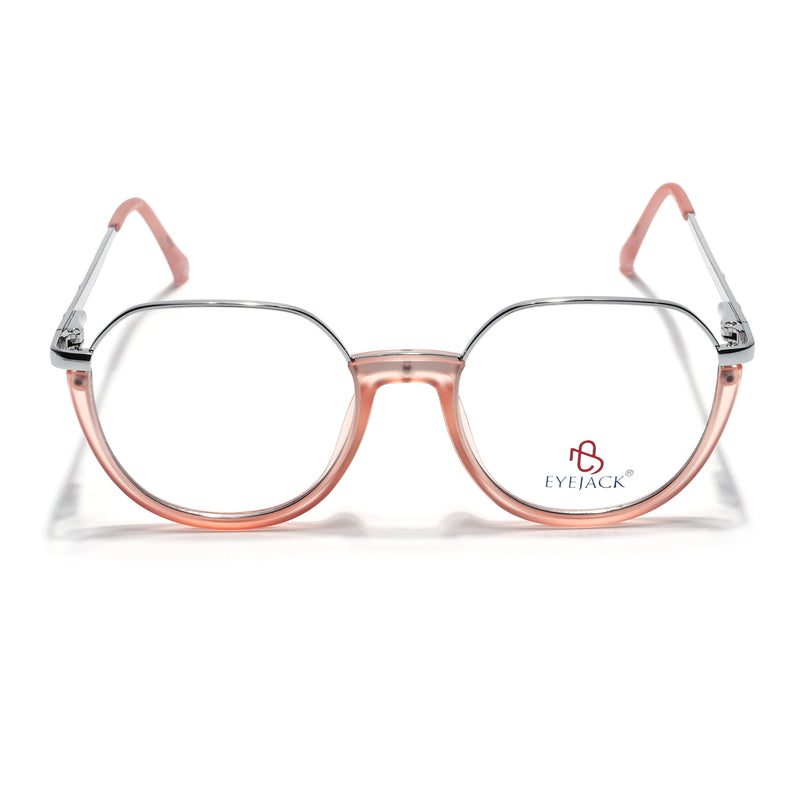 Eyejack Silver & Peach Round Eyeglasses for Men & Women (170202FCL1995-C9)