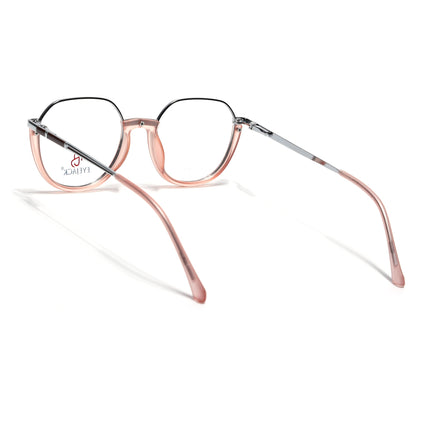 Eyejack Silver & Peach Round Eyeglasses for Men & Women (170202FCL1995-C9)