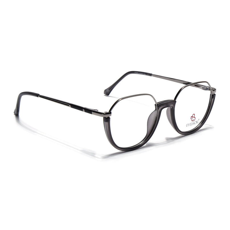 Eyejack Skyline Silver & Grey Round Eyeglasses for Men & Women (170202FCL2117-C10)