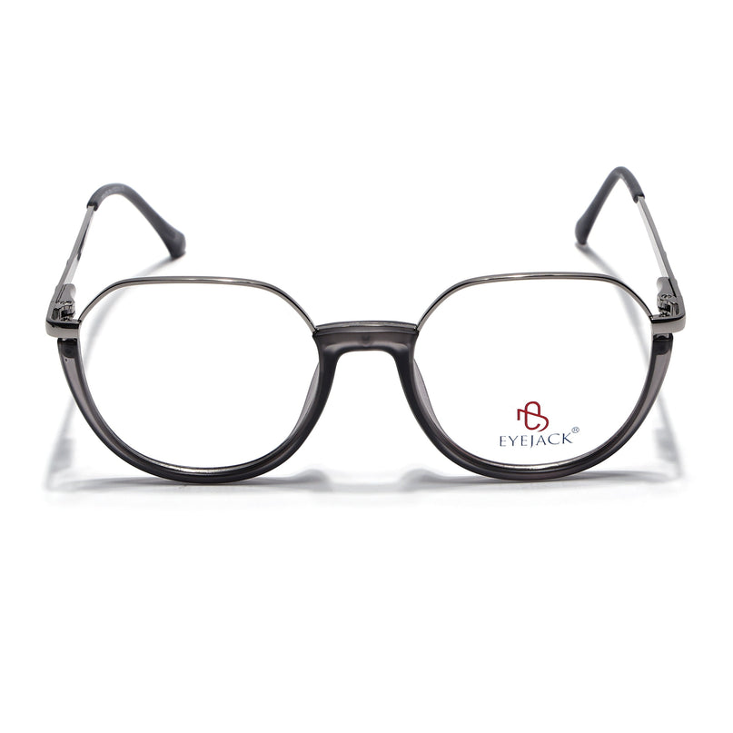 Eyejack Skyline Silver & Grey Round Eyeglasses for Men & Women (170202FCL2117-C10)