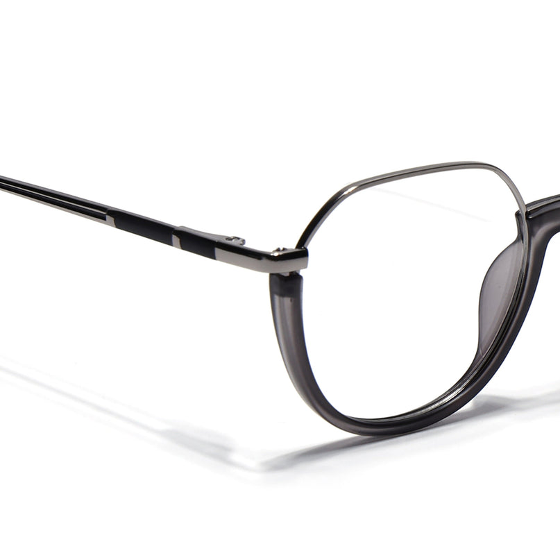 Eyejack Skyline Silver & Grey Round Eyeglasses for Men & Women (170202FCL2117-C10)