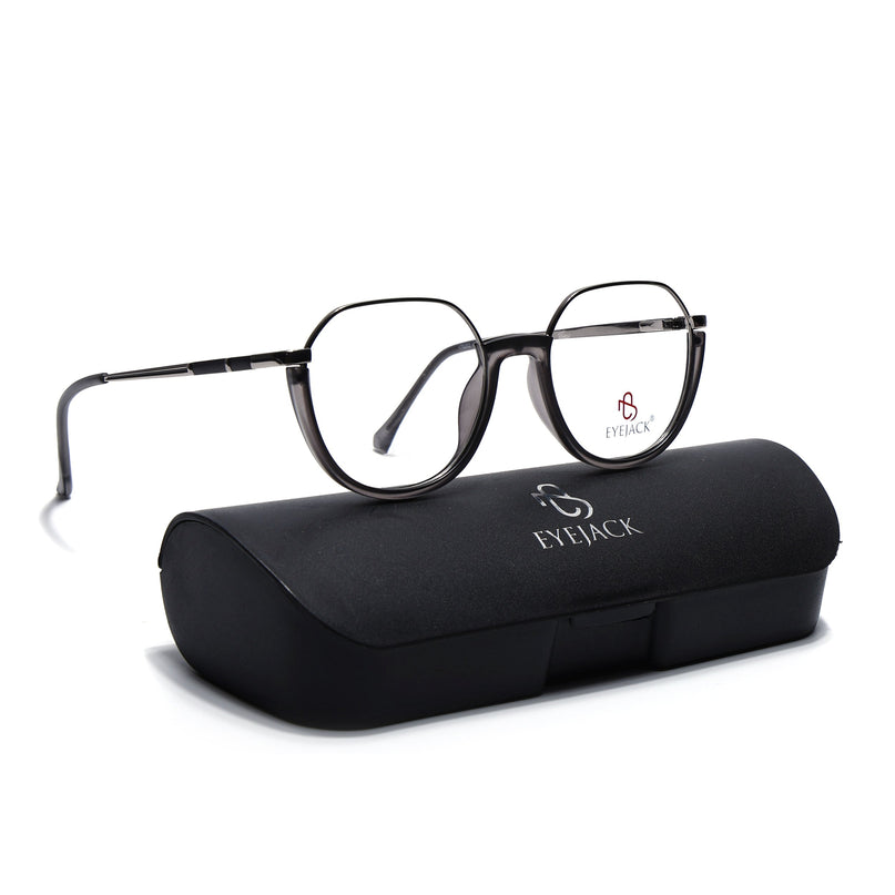 Eyejack Skyline Silver & Grey Round Eyeglasses for Men & Women (170202FCL2117-C10)