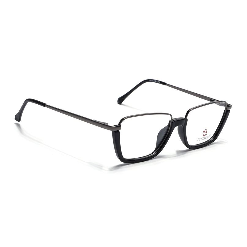 Eyejack Grey & Black Square Eyeglasses for Men & Women (170203FCL1996-C1)