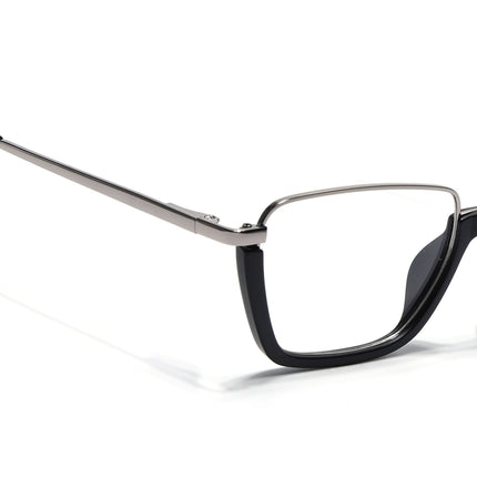 Eyejack Silver & Black Square Eyeglasses for Men & Women (170203FCL1997-C2)