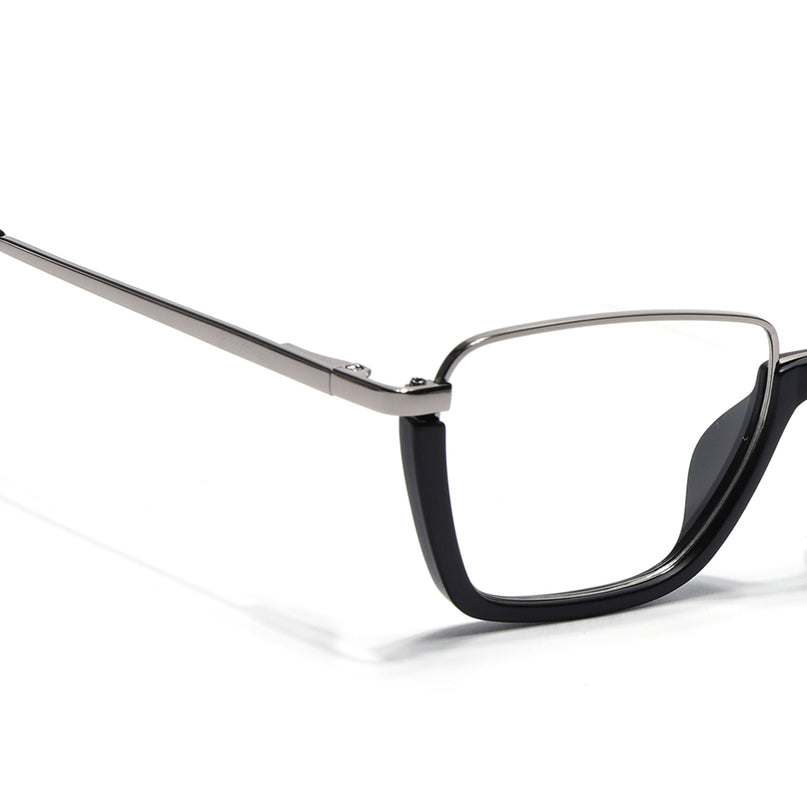 Eyejack Silver & Black Square Eyeglasses for Men & Women (170203FCL1997-C2)