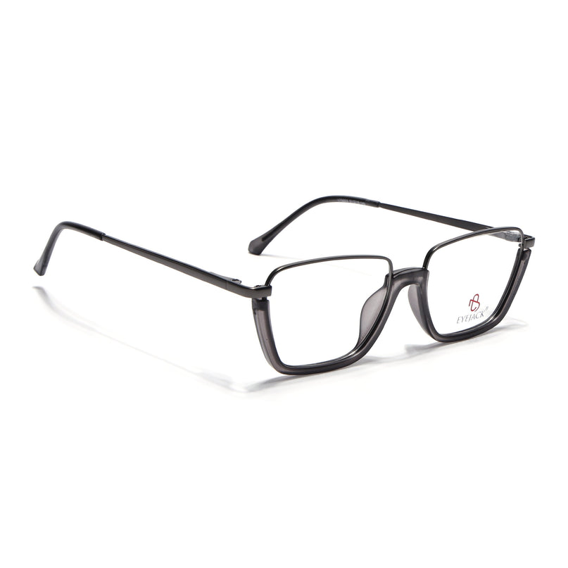 Eyejack Grey Square Eyeglasses for Men & Women (170203FCL1998-C3)