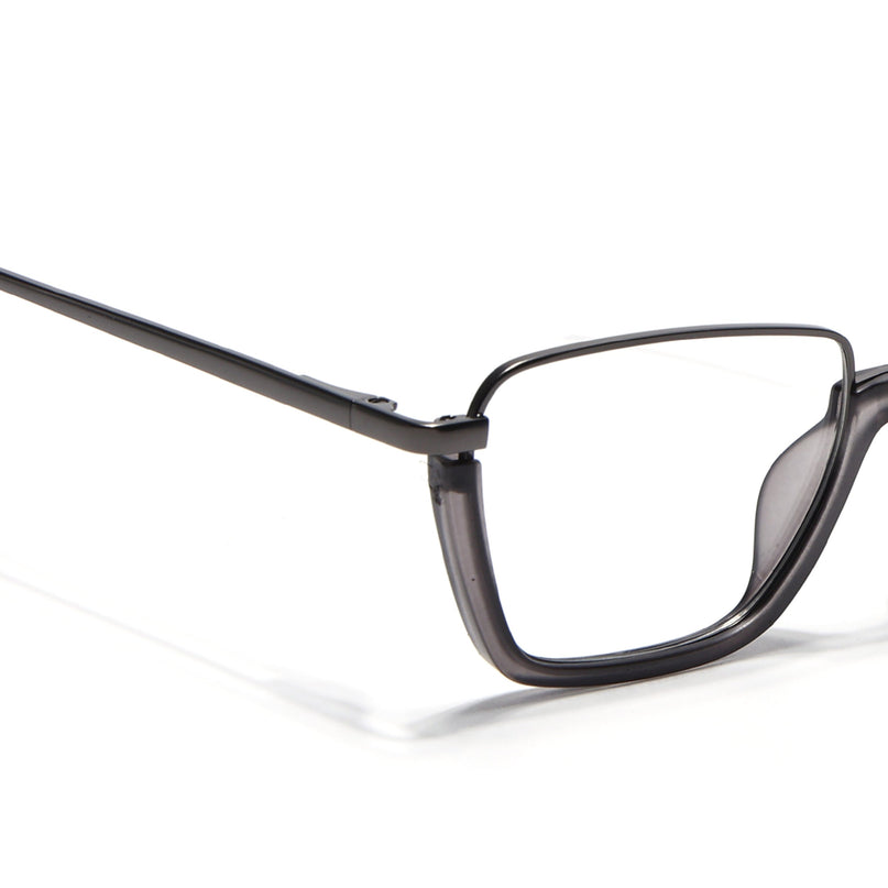 Eyejack Grey Square Eyeglasses for Men & Women (170203FCL1998-C3)