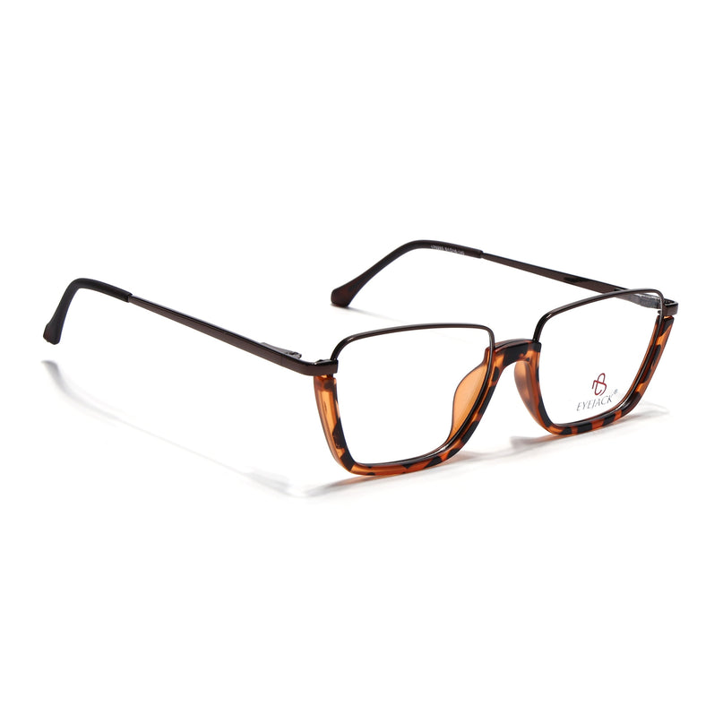 Eyejack Demi Brown Square Eyeglasses for Men & Women (170203FCL1999-C4)