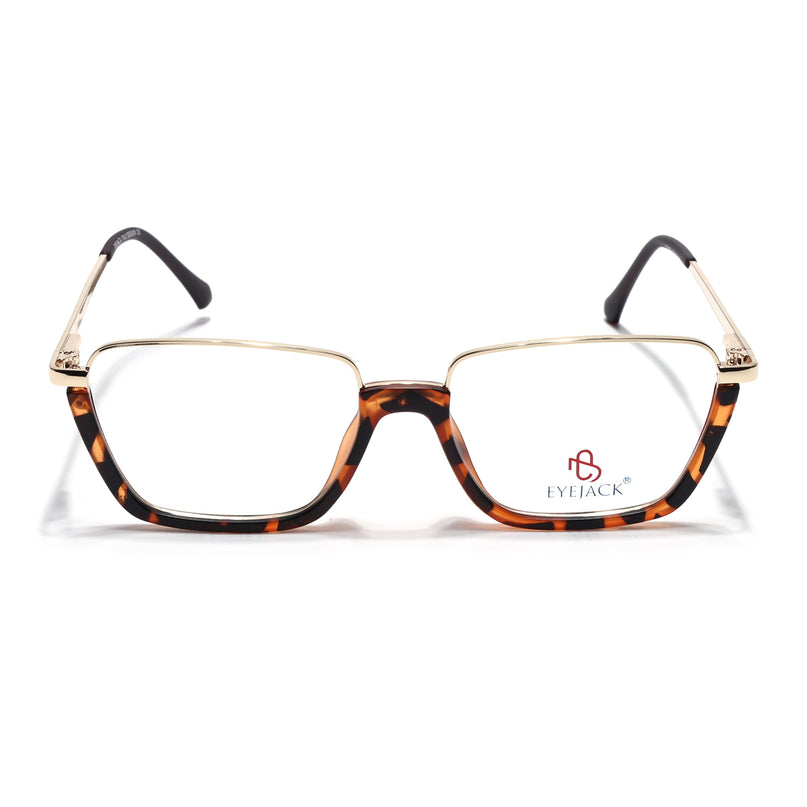 Eyejack Golden & Demi Brown Square Eyeglasses for Men & Women (170203FCL2000-C5)